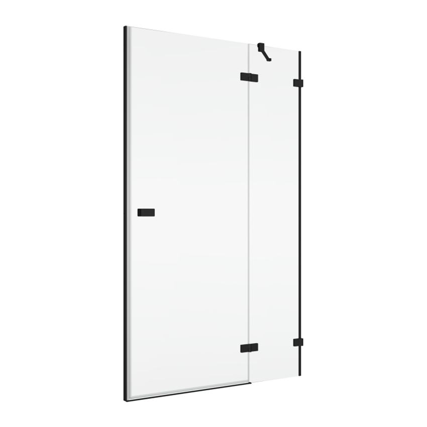 Drzwi prysznicowe jednoczęściowe prawe z elementem stałym w linii czarny mat IÖ Vera