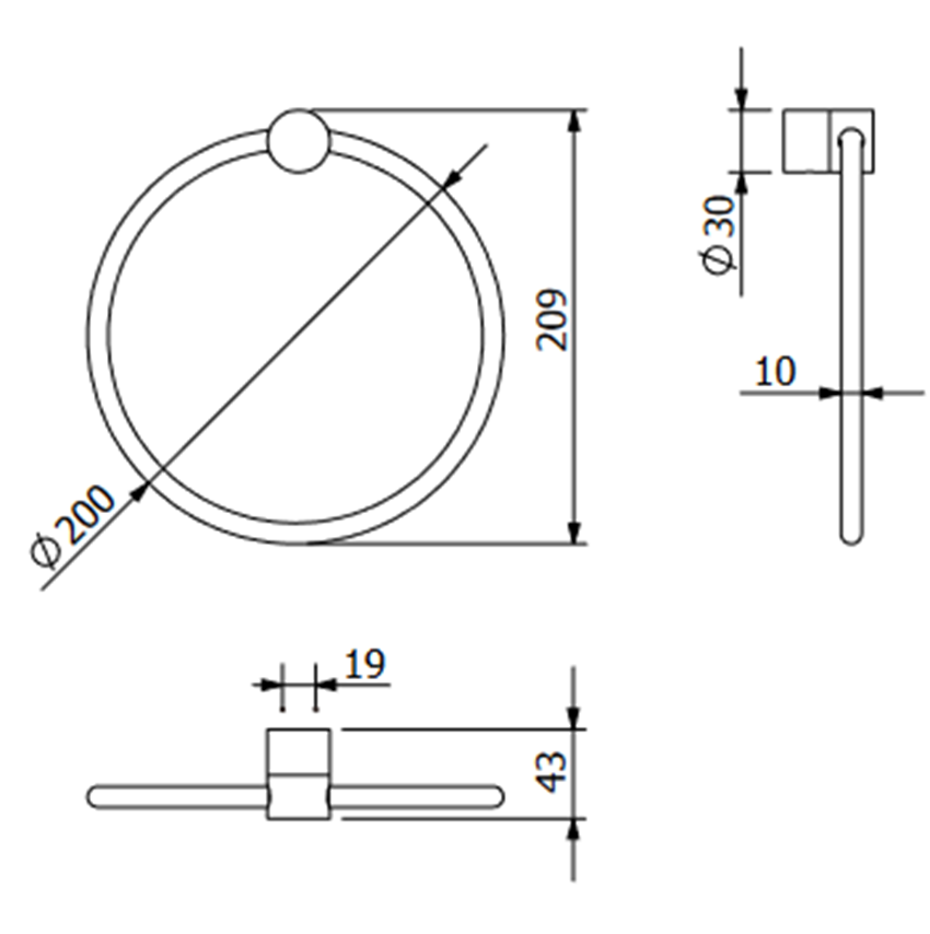 Wieszak na ręcznik 20 cm Kludi Vela R rysunek