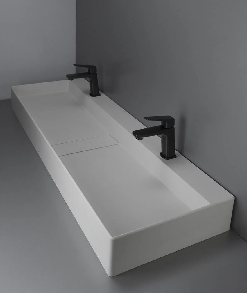 Umywalka granitowa nablatowa - z maskownicą 120 cm alabaster Deante Blur