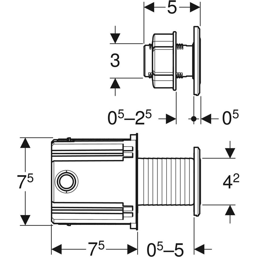 Elektroniczny zestaw uruchamiający WC, zasilanie sieciowe do spłuczki podtynkowej Sigma 12 cm rysunek