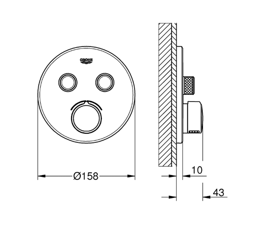 Bateria podtynkowa Grohe SmartControl 29145000 rys techniczny