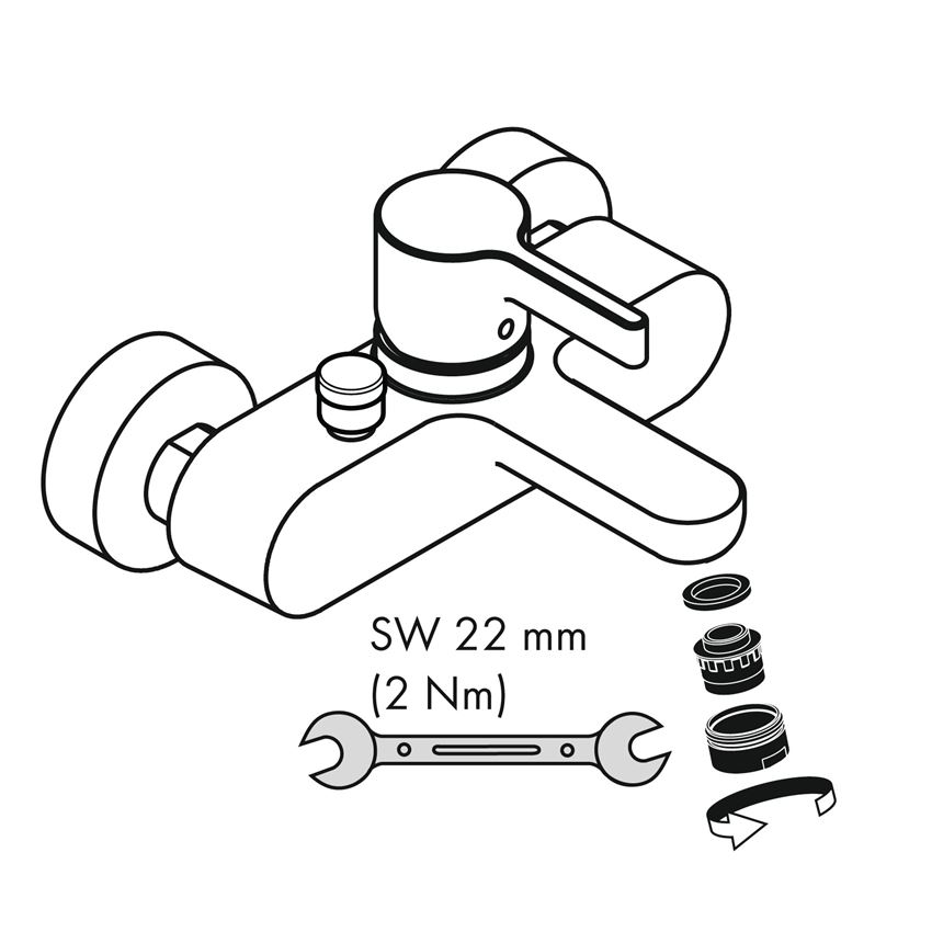 Perlator M24x1 z ogranicznikiem 25 l/min do wylewek i baterii wannowych QuickClean Hansgrohe rysunek