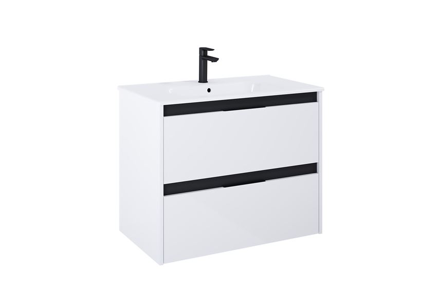 Szafka łazienkowa 80 cm z 2 szufladami biały połysk+czerń Roca Alpine