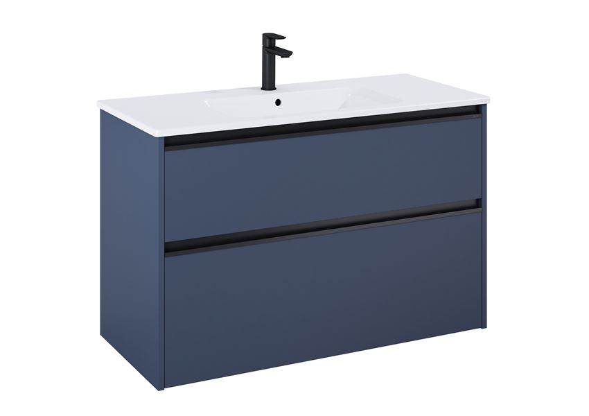 Zestaw łazienkowy Unik 100 cm z umywalką slim i 2 szufladami niebieski mat Roca Gap Pro