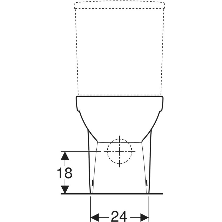 Miska WC stojąca krótka Rimfree do spłuczki nasadzanej Geberit Selnova Compact rysunek