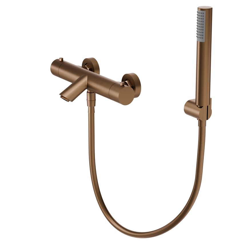 Bateria wannowa termostatyczna ścienna z zestawem natryskowym brushed rose gold IÖ Luvia