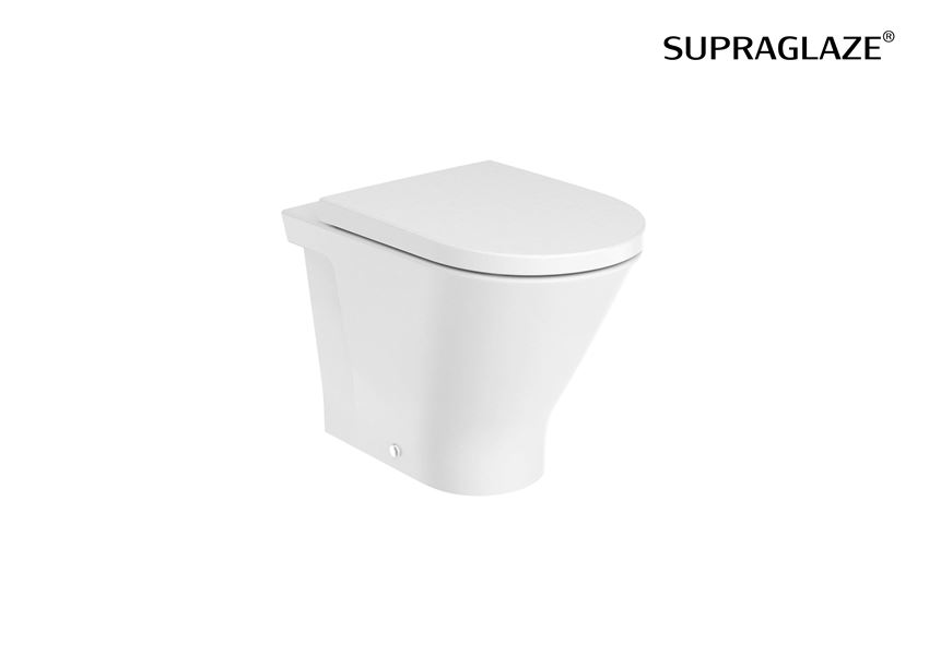 Miska WC stojąca Rimless z powłoką Superglaze odpływ podwójny 35,5x54 cm Roca Gap