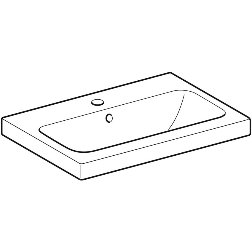 Umywalka krótka z otworem na baterię z przelewem 60 cm Geberit iCon Light rysunek