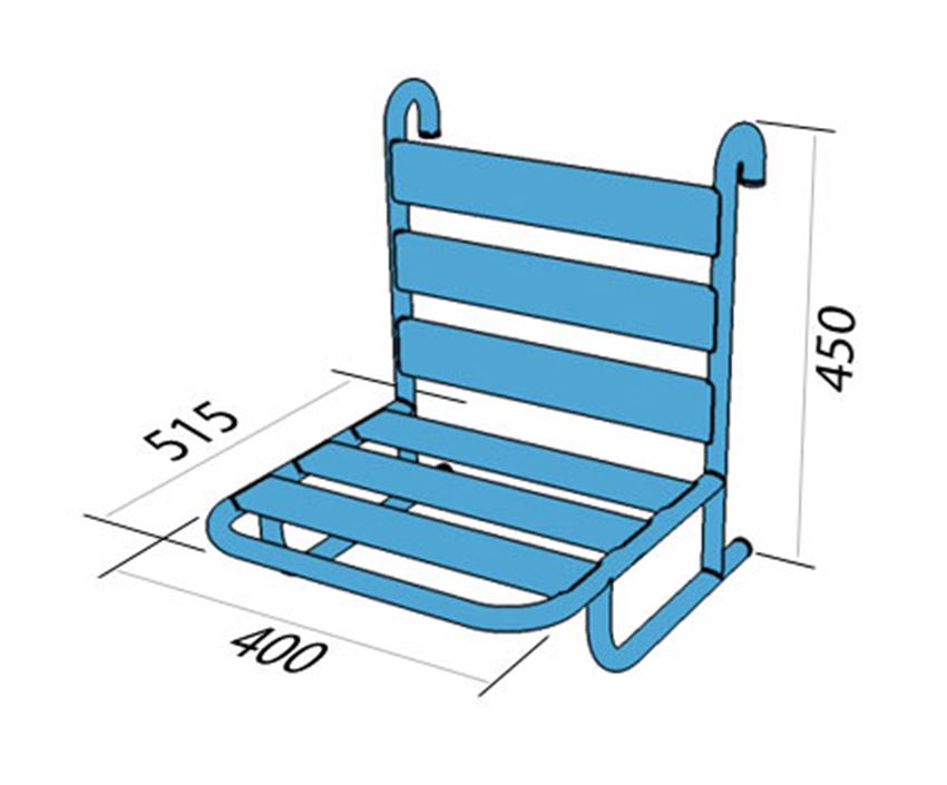 Krzesełko prysznicowe zawieszane na poręczy Makoinstal Makolux rysunek
