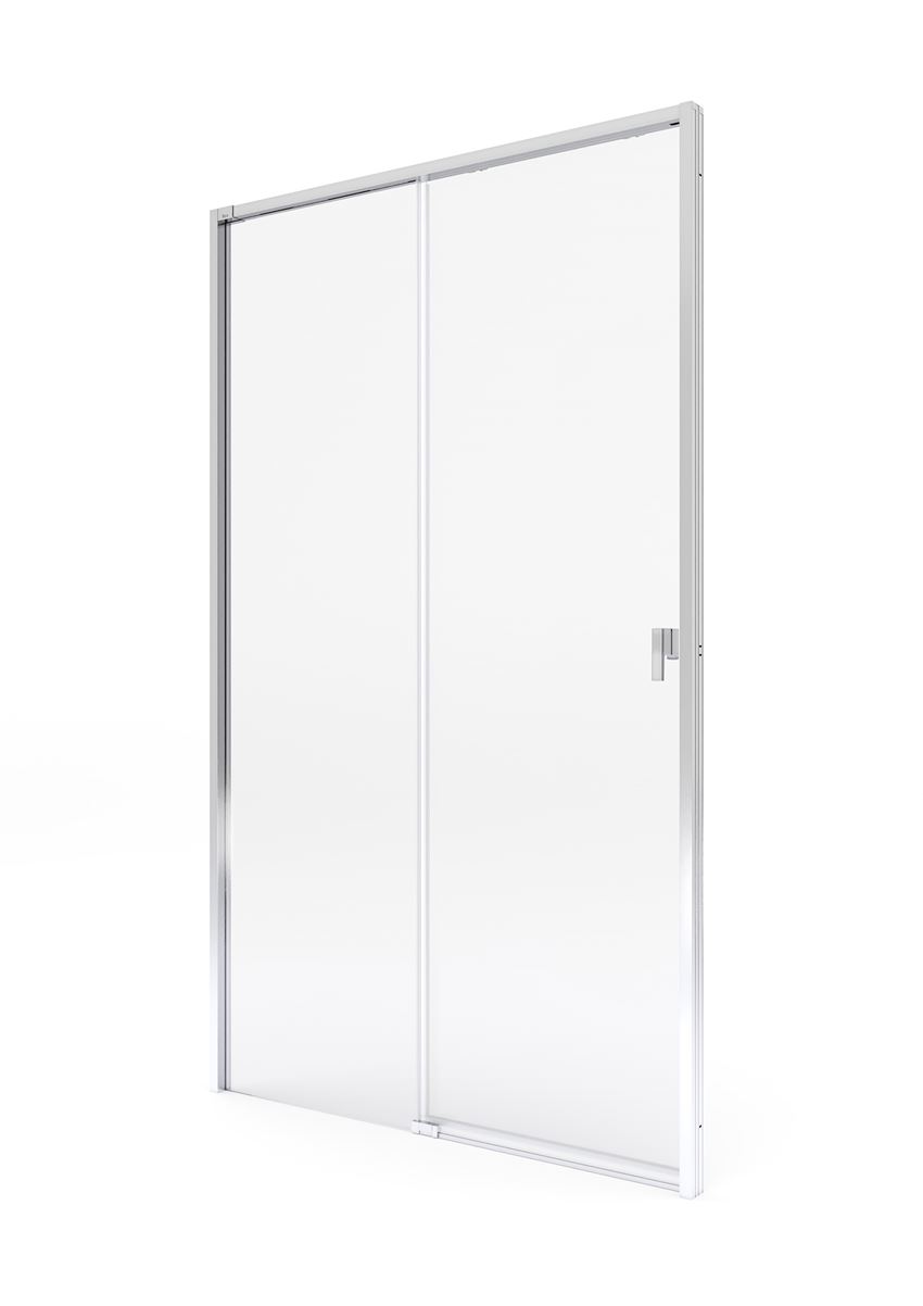 Drzwi przesuwne z powłoką MaxiClean szkło przezroczyste profile chromowane 140x200 cm Roca Metropolis