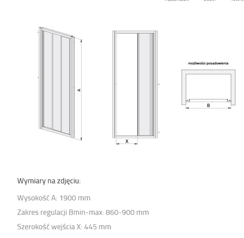 Drzwi przesuwne 90x190 cm Sanplast Basic rysunek