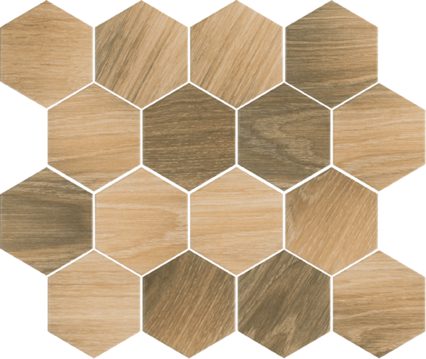 Mozaika 22x25,5 cm Paradyż Uniwersalna Mozaika Prasowana Wood Natural Mix Heksagon Mat