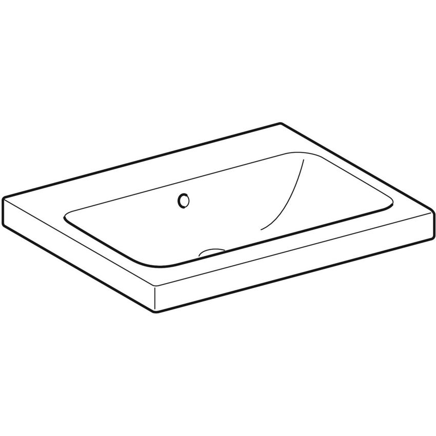 Umywalka nablatowa bez otworu na baterię z przelewem 60 cm Geberit iCon Light rysunek
