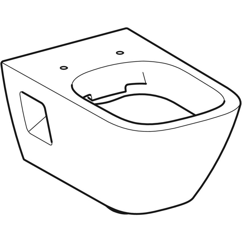 Miska WC wisząca Rimfree Premium częściowo ukryte mocowania biała Geberit Selnova Square rysunek