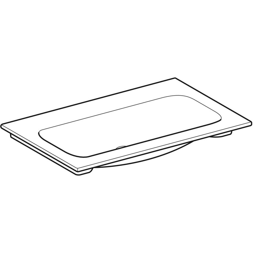 Umywalka meblowa bez otworu na baterię bez przelewu 75 cm biała/KeraTect Geberit iCon rysunek