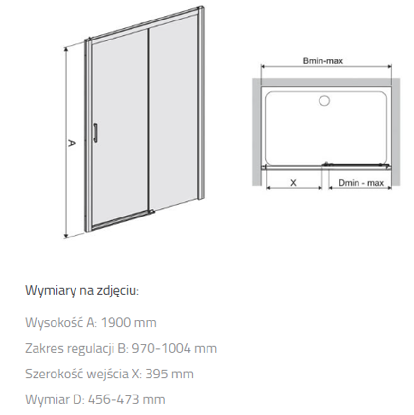 Drzwi przesuwne Sanplast Free Zone 600-271-3120-38-231 rys techniczny