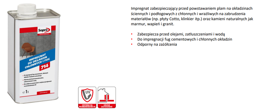 Impregnat do okładzin chłonnych Sopro FS 714 karta techniczna