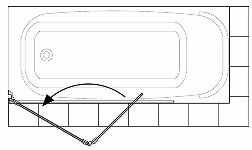 Parawan 2-elementowy lewy, 125 cm Koło Niven rysunek techniczny