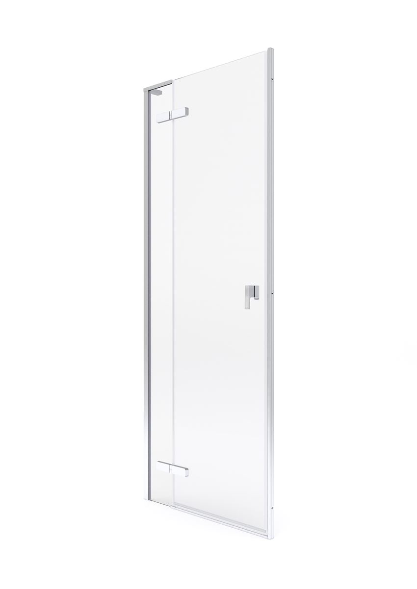Drzwi skrzydłowe z polem stałym z powłoką MaxiClean szkło przezroczyste profile chromowane 110x200 cm Roca Metropolis-N