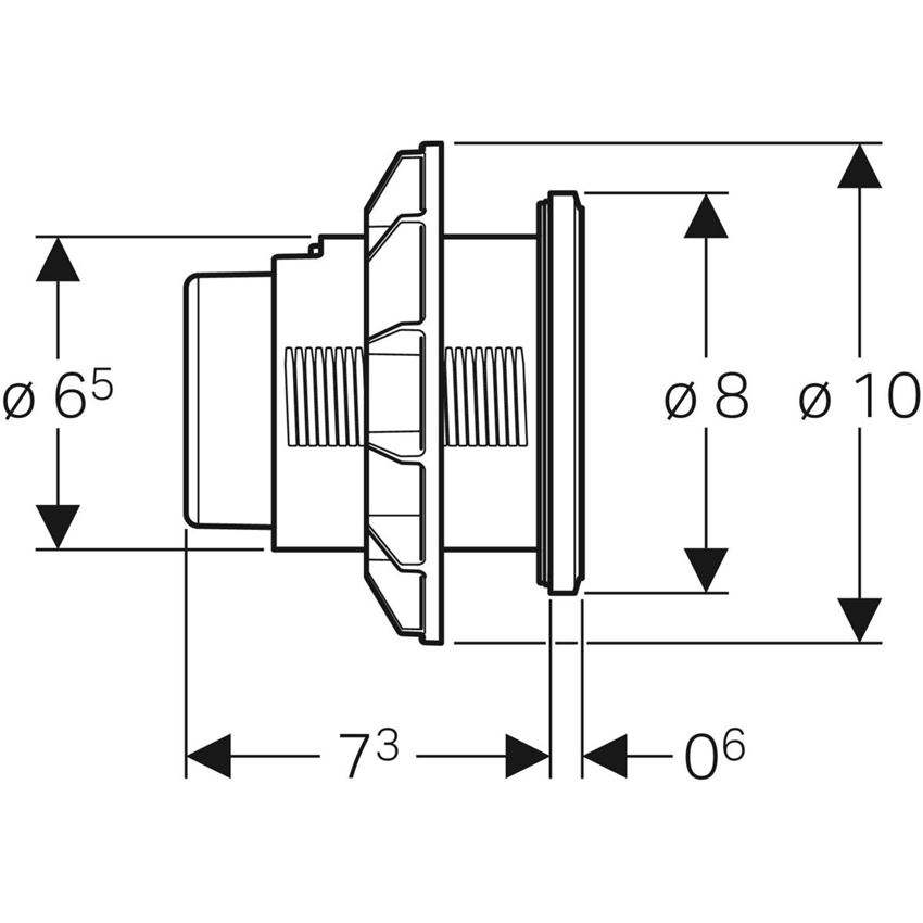 Przycisk spłukujący pneumatyczny przycisk meblowy, rozetka i przyciski Geberit Typ 10 rysunek