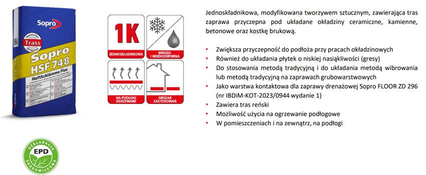 Zaprawa sczepna Sopro HSF 748/25 karta techniczna