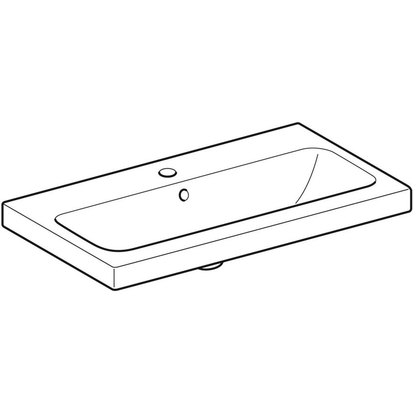 Umywalka krótka z otworem na baterię z przelewem 75 cm Geberit iCon Light rysunek