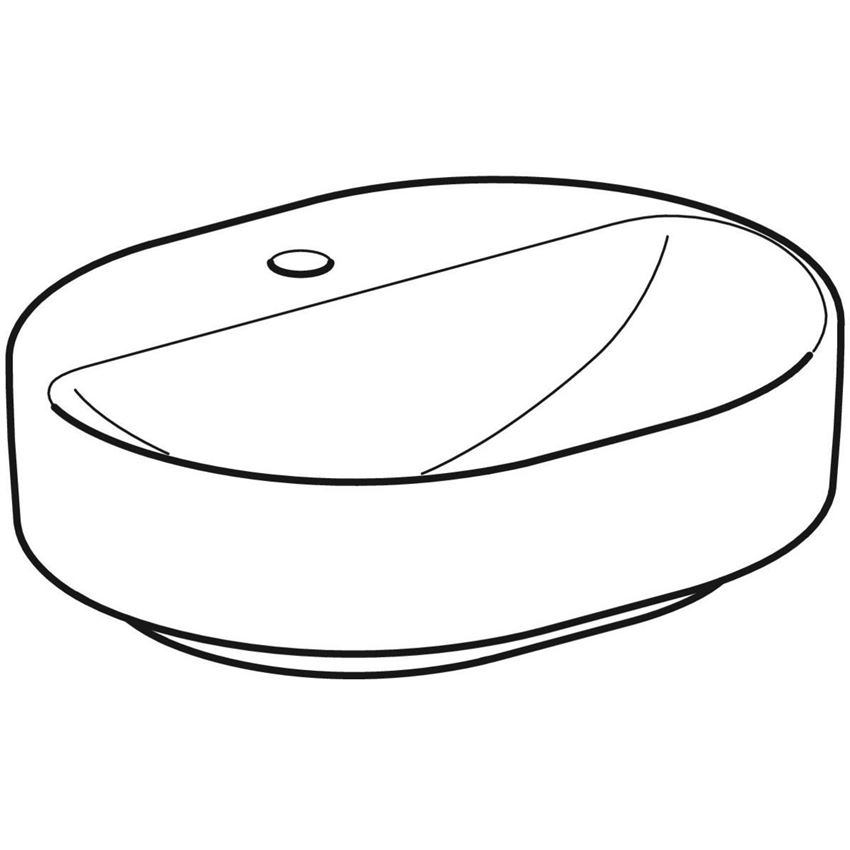 Umywalka nablatowa z otworem na baterię bez przelewu 50 cm Geberit VariForm rysunek
