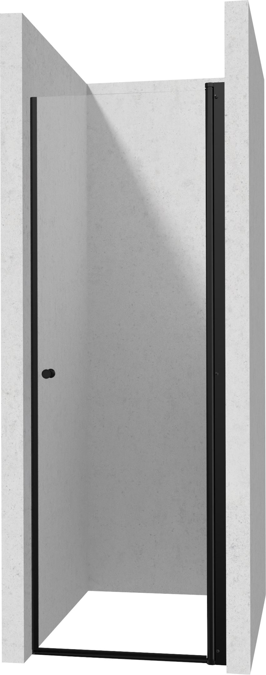 Drzwi prysznicowe wahadłowe szkło przezroczyste profile czarne 80x200 cm Deante Kerria Plus