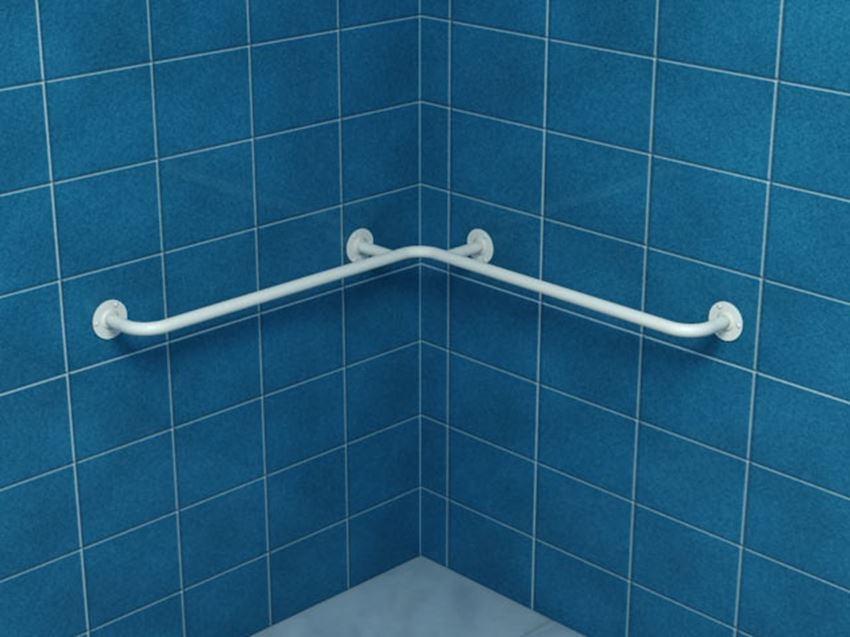 Poręcz dla niepełnosprawnych kątowa pozioma prysznicowa 75/75 cm biała Makoinstal Ekomed