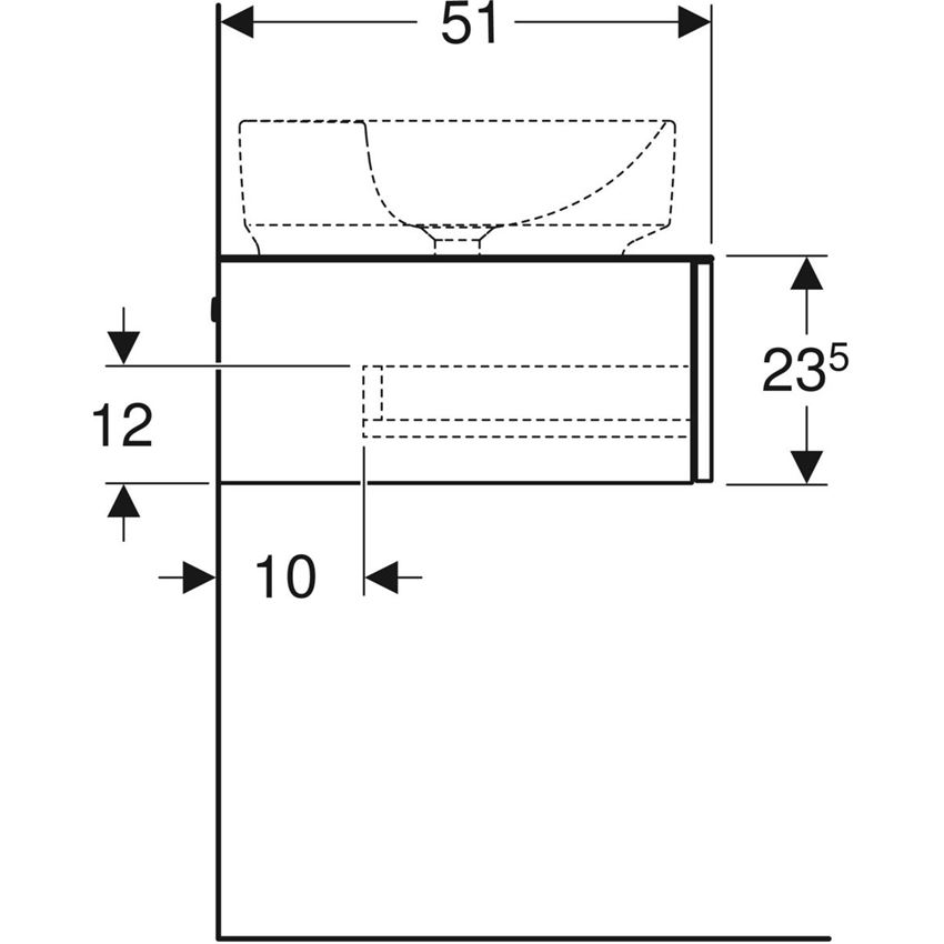 Szafka wisząca podumywalkowa 90 cm Geberit VariForm rysunek