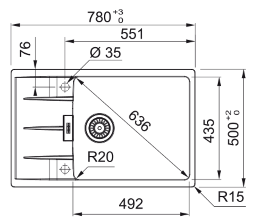 Zlewozmywak Franke Centro CNG 611-78 XL 114.0687.326 rys techniczny