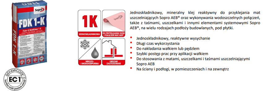 Klej wodoszczelny Sopro FDK 1K 1180/5 karta techniczna