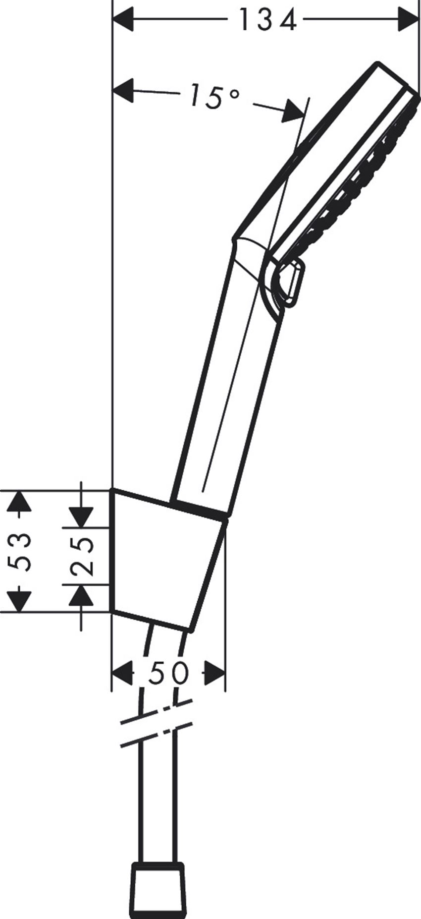 Punktowy zestaw prysznicowy Hansgrohe Crometta rysunek techniczny
