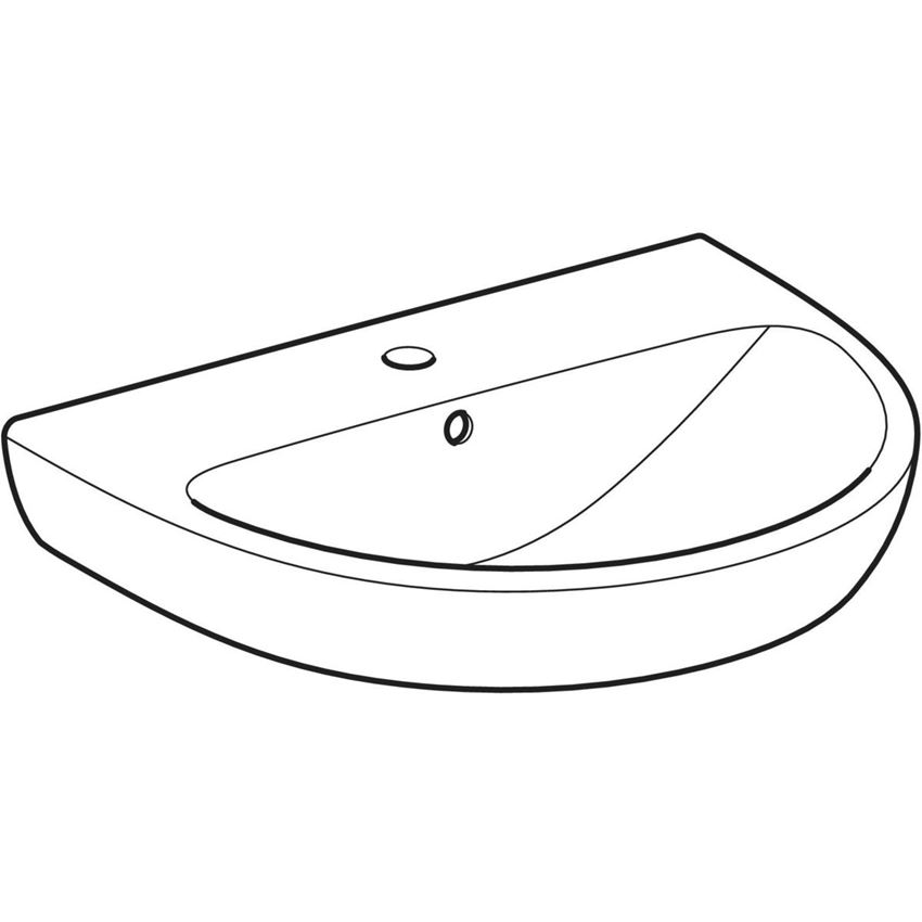 Umywalka ścienna z otworem na baterię z przelewem 60 cm Geberit Selnova rysunek