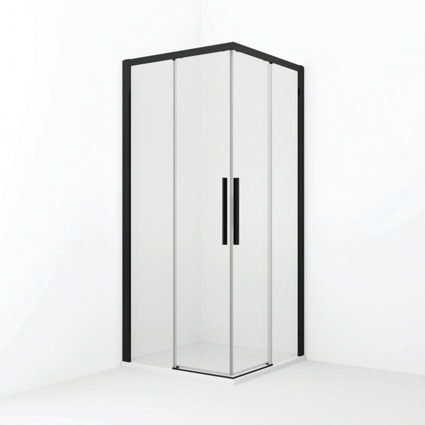Kabina prysznicowa, narożna, kwadratowa czarny mat 80-100x200 cm IÖ Larso 