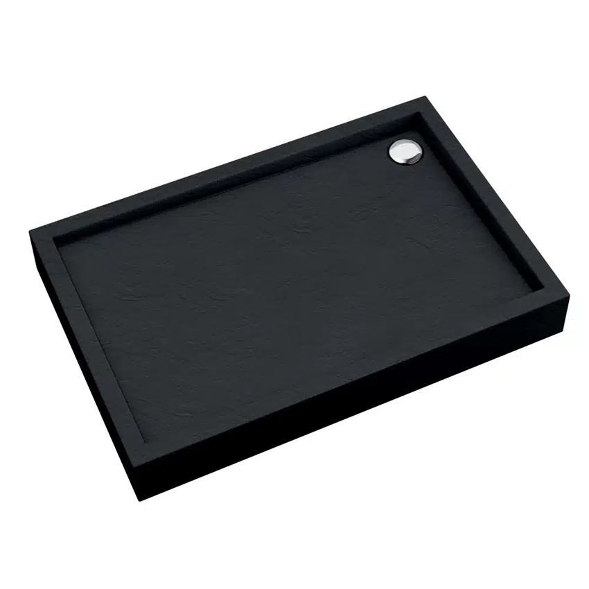 Brodzik prostokątny czarny kamienisty Schedpol Medium Black Stone