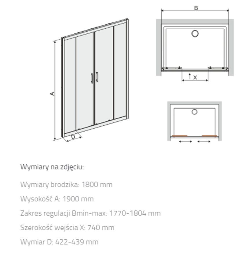 Drzwi przesuwne Sanplast TX 600-271-1280-38-401 rys techniczny