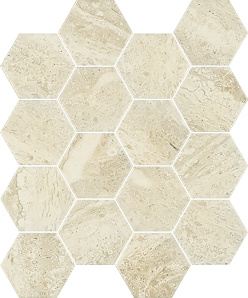 Mozaika 22x25,5 cm Paradyż Sunlight Stone Beige Mozaika Prasowana Hexagon