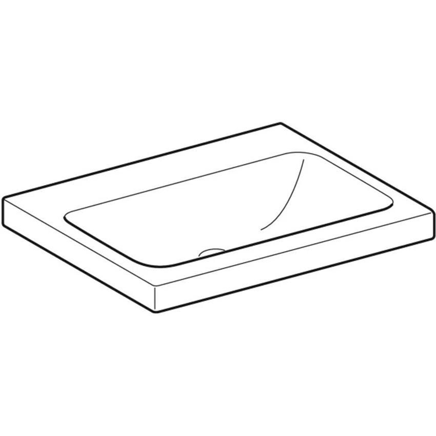 Umywalka nablatowa bez otworu na baterię bez przelewu, 60 cm Geberit iCon Light rysunek