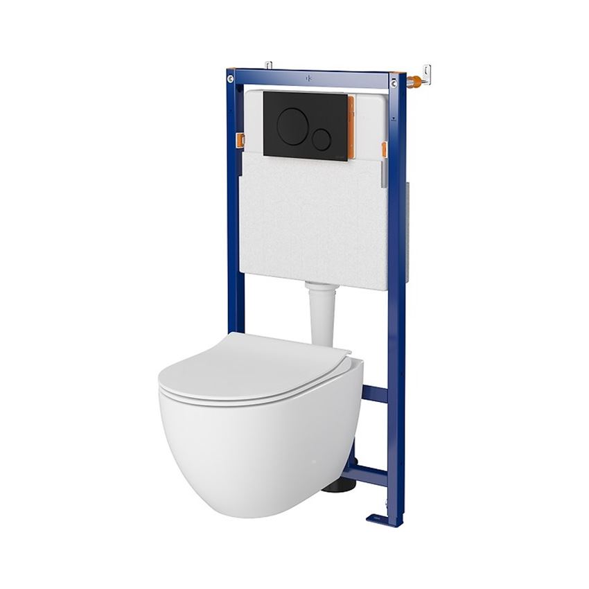 Stelaż podtynkowy do WC z miską Zen CleanOn i przyciskiem Opti B2 czarny mat Cersanit Tech Line Opti