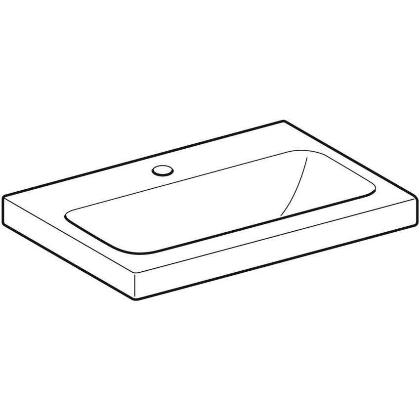 Umywalka krótka z otworem na baterię bez przelewu 60 cm Geberit iCon Light rysunek
