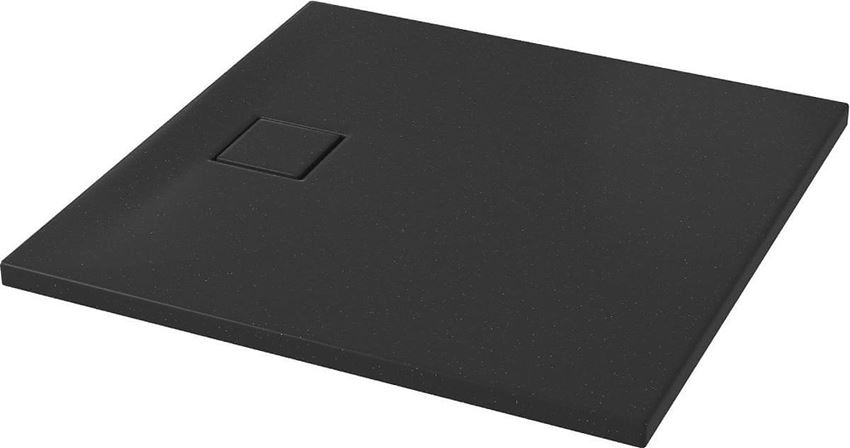 Brodzik kwadratowy czarny mat + syfon, 90x4 cm Cersanit Tako Slim
