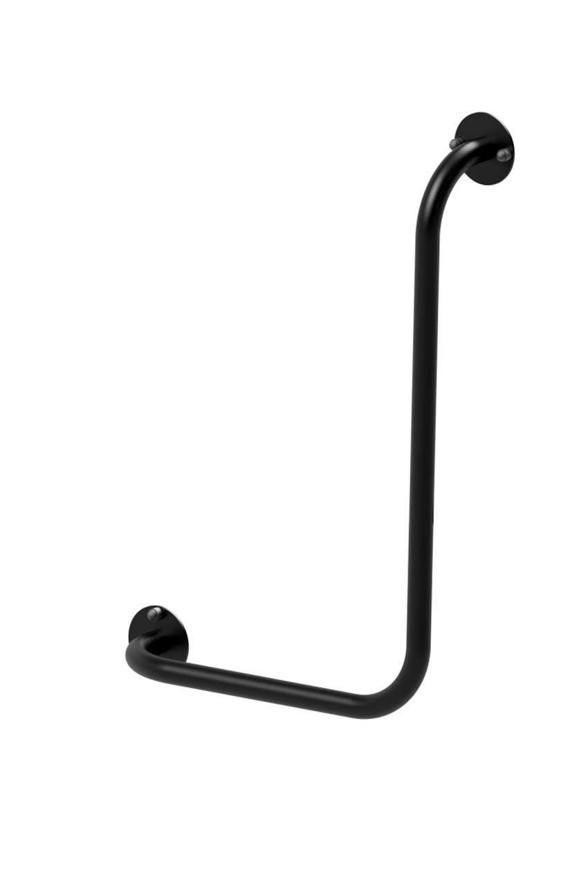 Poręcz dla niepełnosprawnych kątowa lewa 30/60 cm czarna Makoinstal Black