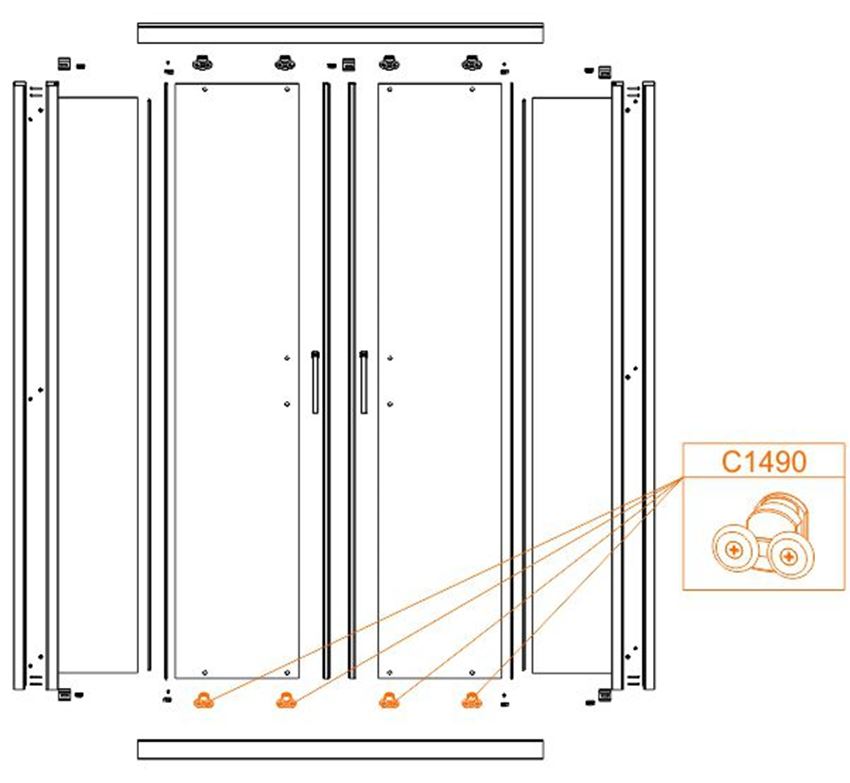 Wózek kompletny wypinany Sanplast rysunek