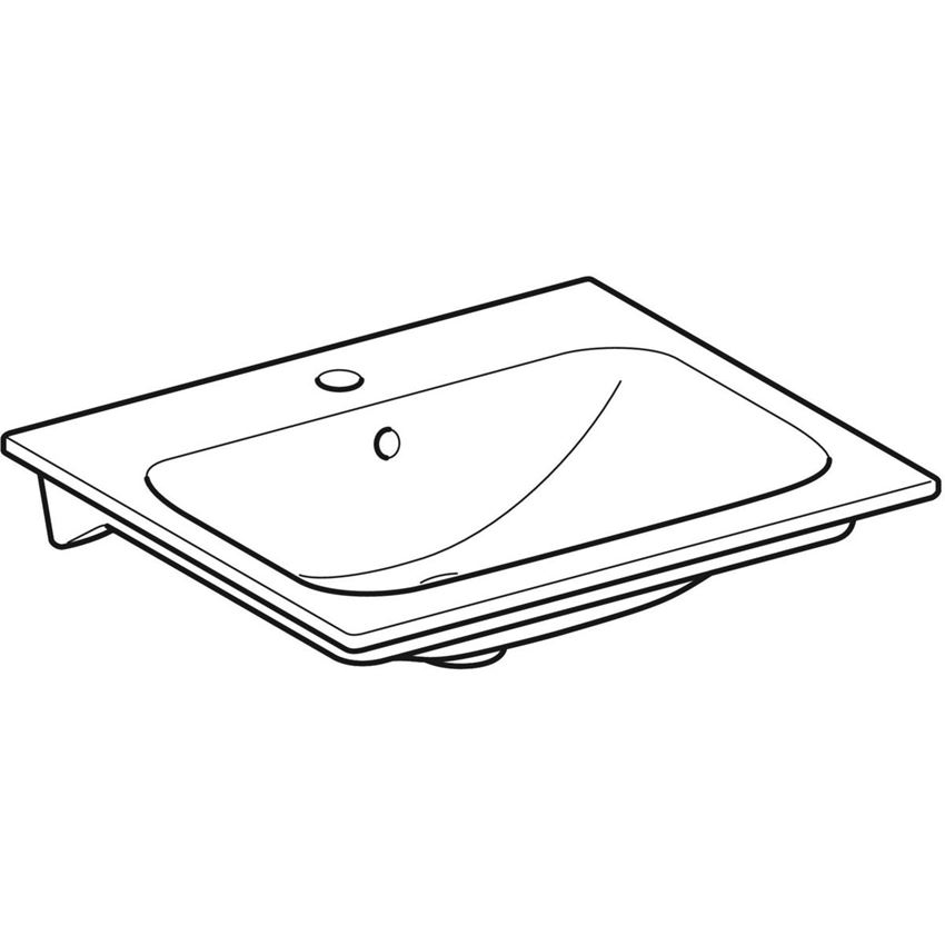 Umywalka meblowa prostokątna z otworem i przelewem 55 cm Geberit Selnova Square rysunek