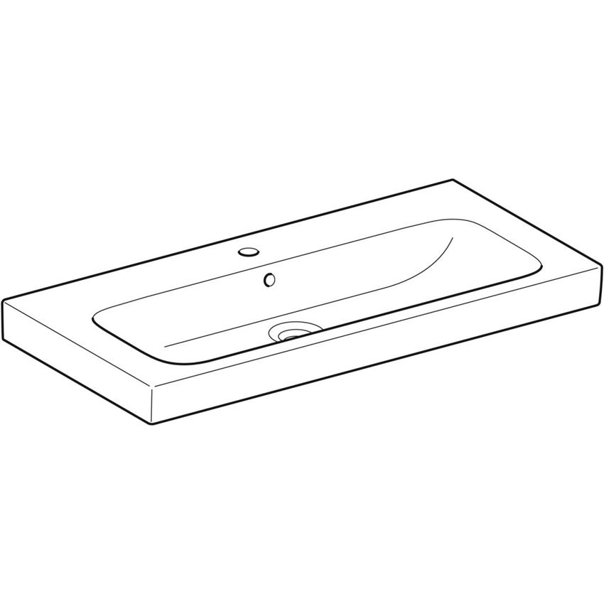 Umywalka meblowa z otworem na baterię z przelewem 100 cm biała Geberit Modo rysunek