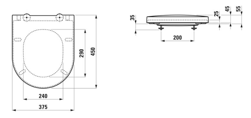 Deska WC Laufen Sonar H8933410000001 rys techniczny
