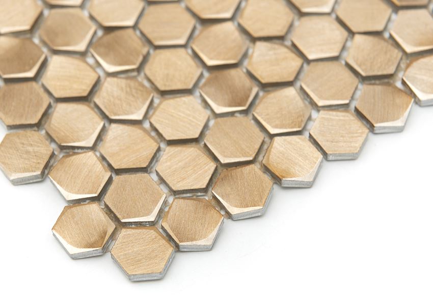 Mozaika metalowa 30x30 cm Dunin Metallic Allumi Gold Hexagon 14