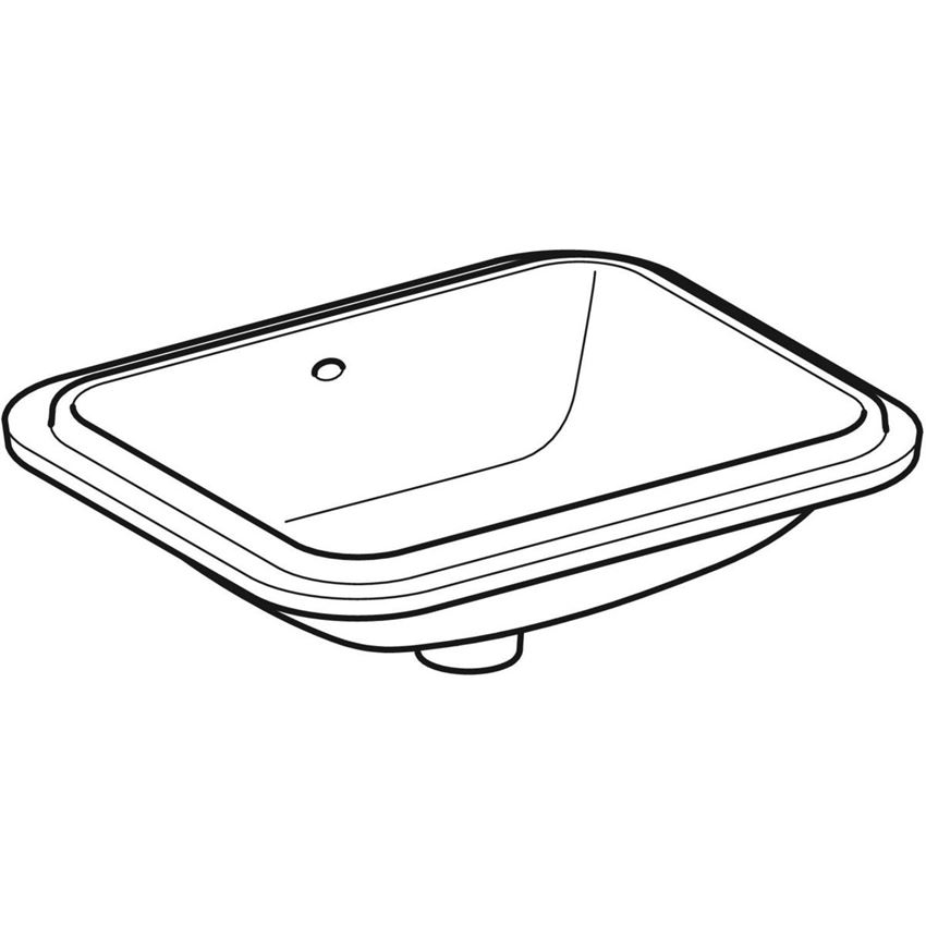 Umywalka podblatowa bez otworu na baterię z przelewem 53 cm Geberit VariForm rysunek