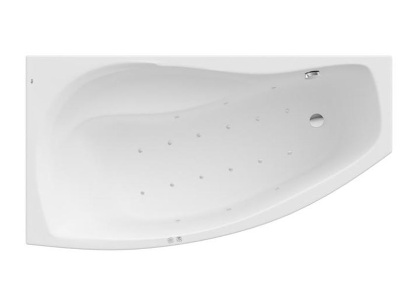 Asymetryczna narożna wanna akrylowa z hydromasażem Smart Air Plus 150x80x44,5 cm Roca Nicole 